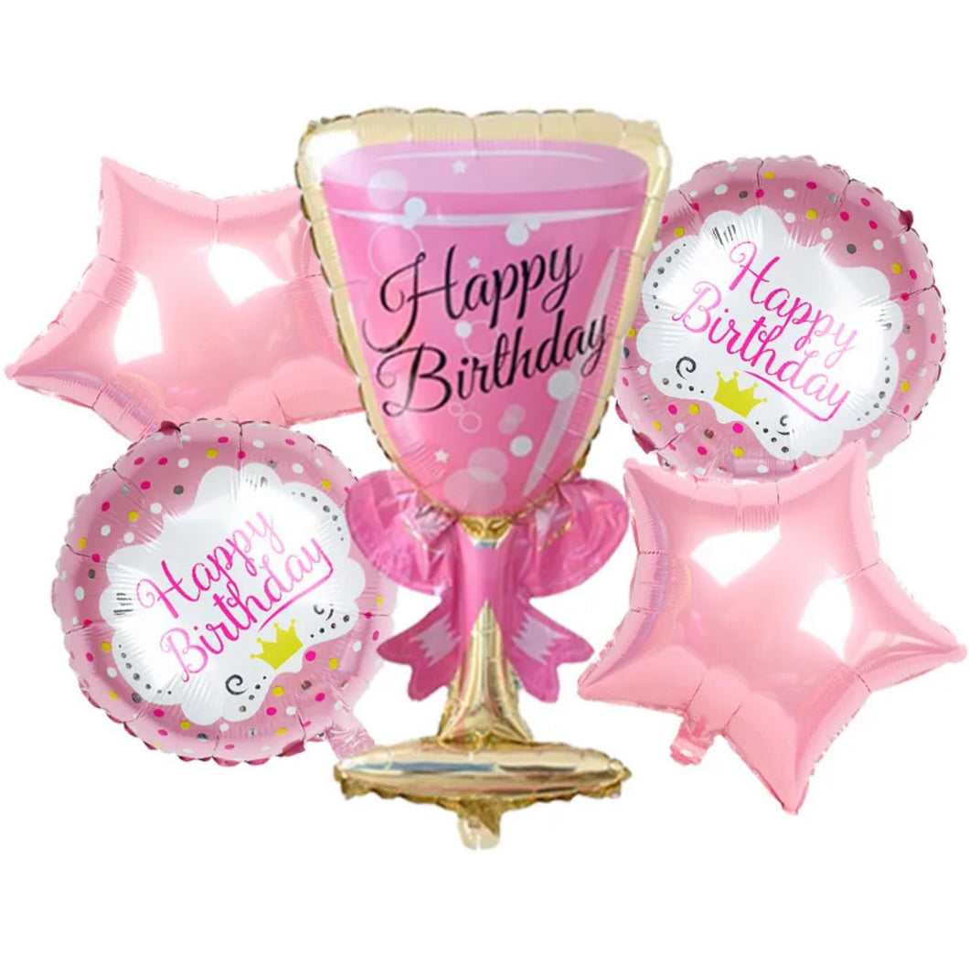 Set de cumpleaños con champán rosa - B11